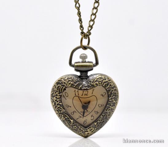 Montre Pendentif ou Gousset en Forme de Cœur 