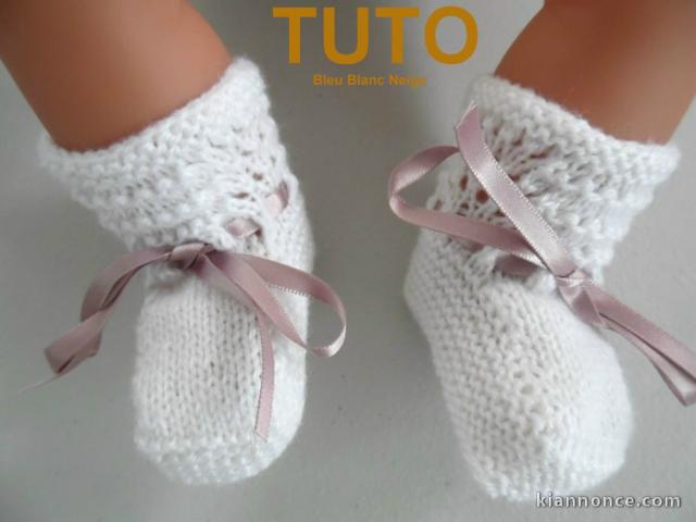 Explication TUTO chaussons layette bébé tricot laine