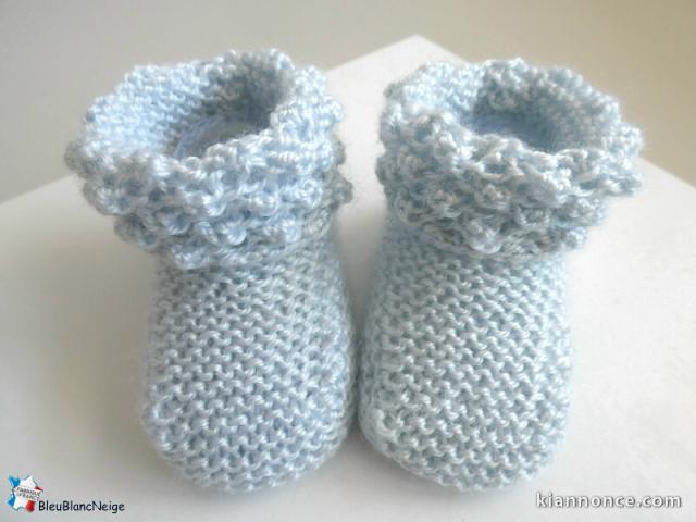 Tricot layette bb fait main chaussons