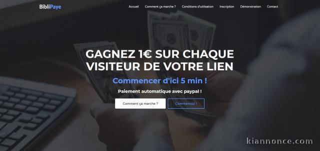 Gagnez 1 euro sur chaque visiteur qui clique sur votre lien