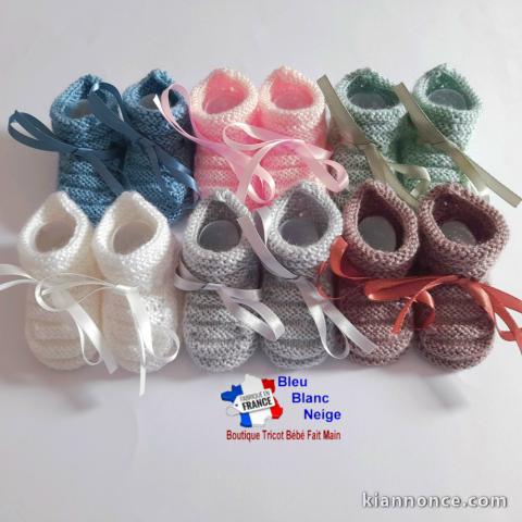 Chaussons tricot bébé modèles layette bb tricotés main