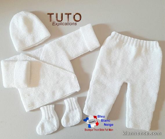 Patron FACILE tricot bb layette modèle layette à tricoter TUTO