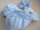Trousseau bleu naissance tricot laine bébé fait main
